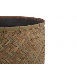 Γλάστρα Bamboo - M (55x55x60) - Des.01 bamboo και εσωτερική επένδυση από τσιμέντο Soulworks