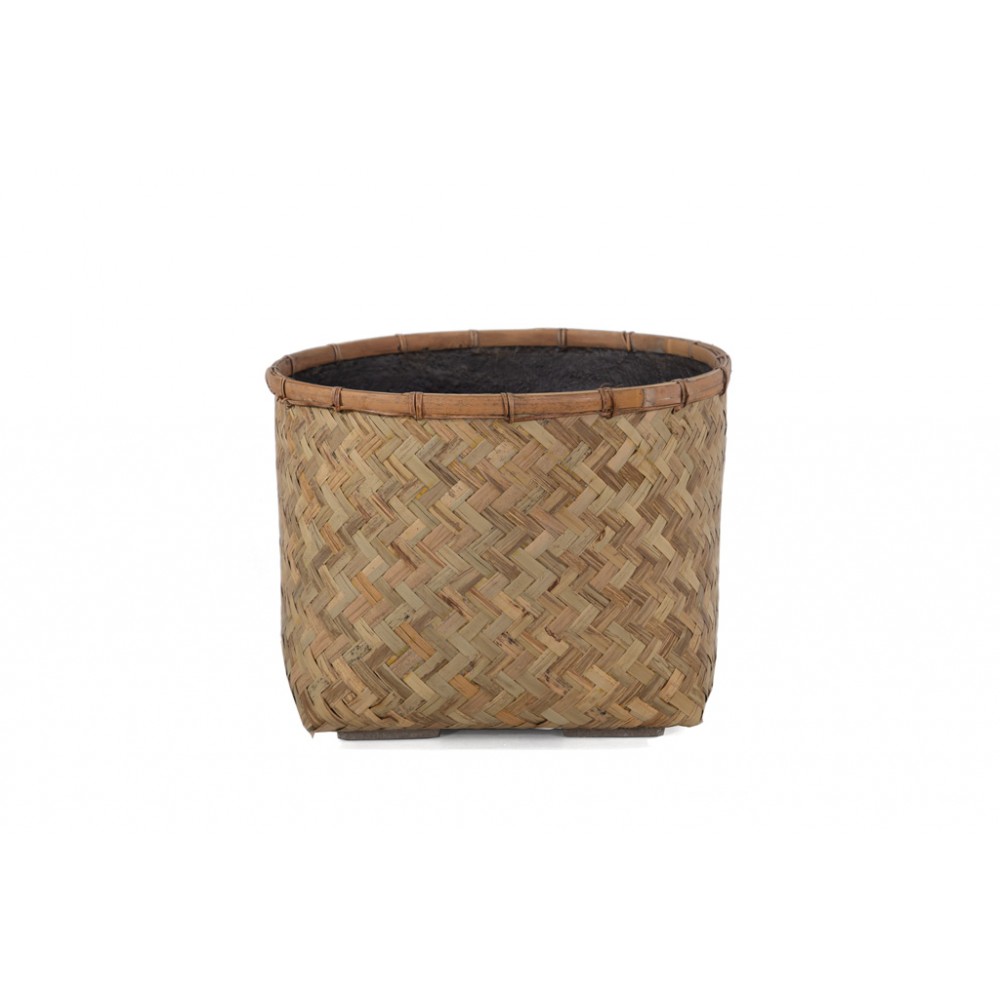 Γλάστρα Bamboo - XL (48x48x35) - Des.04 bamboo και εσωτερική επένδυση από τσιμέντο Soulworks