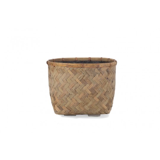 Γλάστρα Bamboo - L (37x37x27) - Des.04 bamboo και εσωτερική επένδυση από τσιμέντο Soulworks