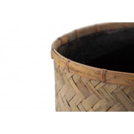 Γλάστρα Bamboo - L (37x37x27) - Des.04 bamboo και εσωτερική επένδυση από τσιμέντο Soulworks