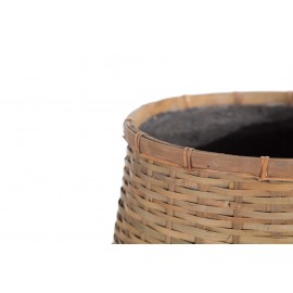 Γλάστρα Natura - M (37x37x44) - Des.01 bamboo και εσωτερική επένδυση από τσιμέντο Soulworks