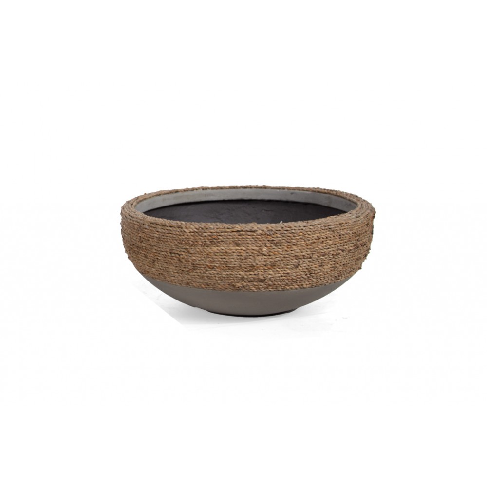 Γλάστρα Concrete - L (44x44x19) - Des.01 seagrass και εσωτερική επένδυση από τσιμέντο Soulworks