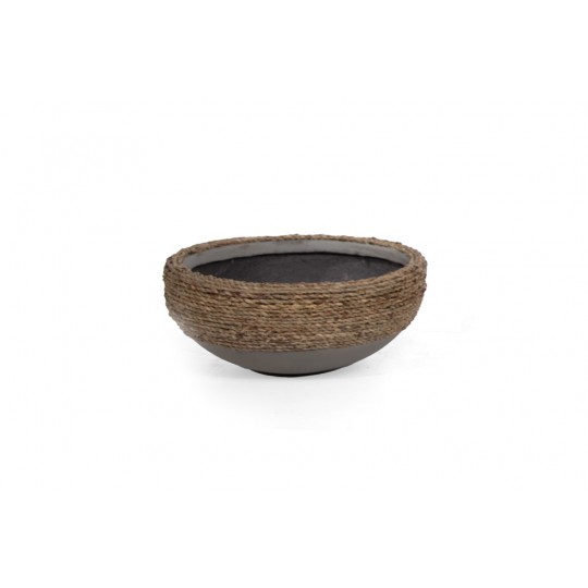 Γλάστρα Concrete - M (37x37x17) - Des.01 seagrass και εσωτερική επένδυση από τσιμέντο Soulworks