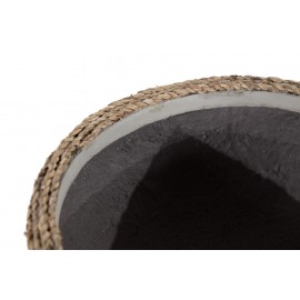 Γλάστρα Concrete - M (37x37x17) - Des.01 seagrass και εσωτερική επένδυση από τσιμέντο Soulworks