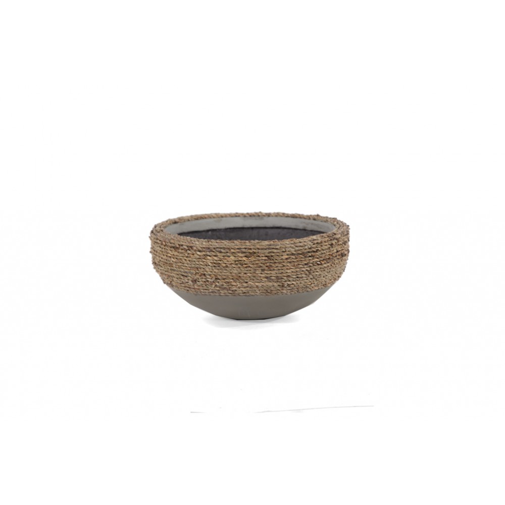 Γλάστρα Concrete - S (31x31x14) - Des.01 seagrass και εσωτερική επένδυση από τσιμέντο Soulworks