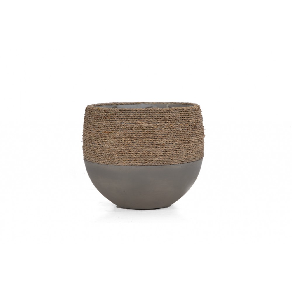 Γλάστρα Concrete - L (33x33x28) - Des.02 seagrass και εσωτερική επένδυση από τσιμέντο Soulworks