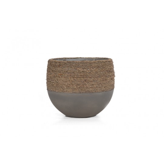 Γλάστρα Concrete - L (33x33x28) - Des.02 seagrass και εσωτερική επένδυση από τσιμέντο Soulworks