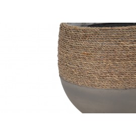 Γλάστρα Concrete - L (33x33x28) - Des.02 seagrass και εσωτερική επένδυση από τσιμέντο Soulworks