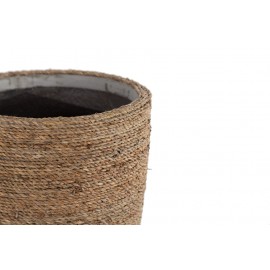 Γλάστρα Concrete - S (30x30x41) - Des.03 seagrass και εσωτερική επένδυση από τσιμέντο Soulworks