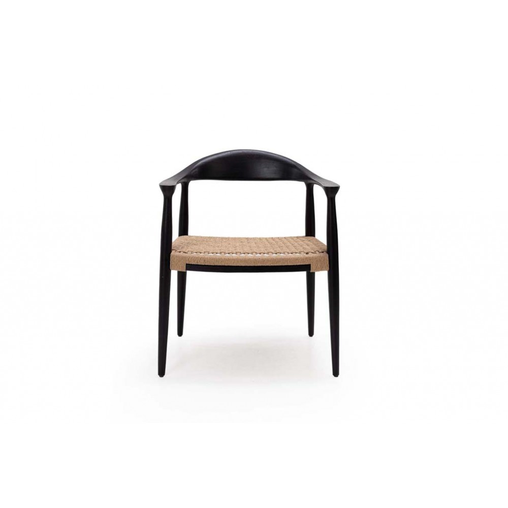Καρέκλα Τραπεζαρίας με μπράτσα Kels Black (63x53x76) teak wood Soulworks