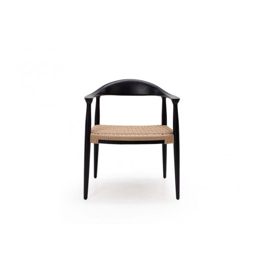 Καρέκλα Τραπεζαρίας με μπράτσα Kels Black (63x53x76) teak wood Soulworks