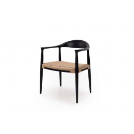 Καρέκλα Τραπεζαρίας με μπράτσα Kels Black (63x53x76) teak wood Soulworks