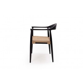 Καρέκλα Τραπεζαρίας με μπράτσα Kels Black (63x53x76) teak wood Soulworks