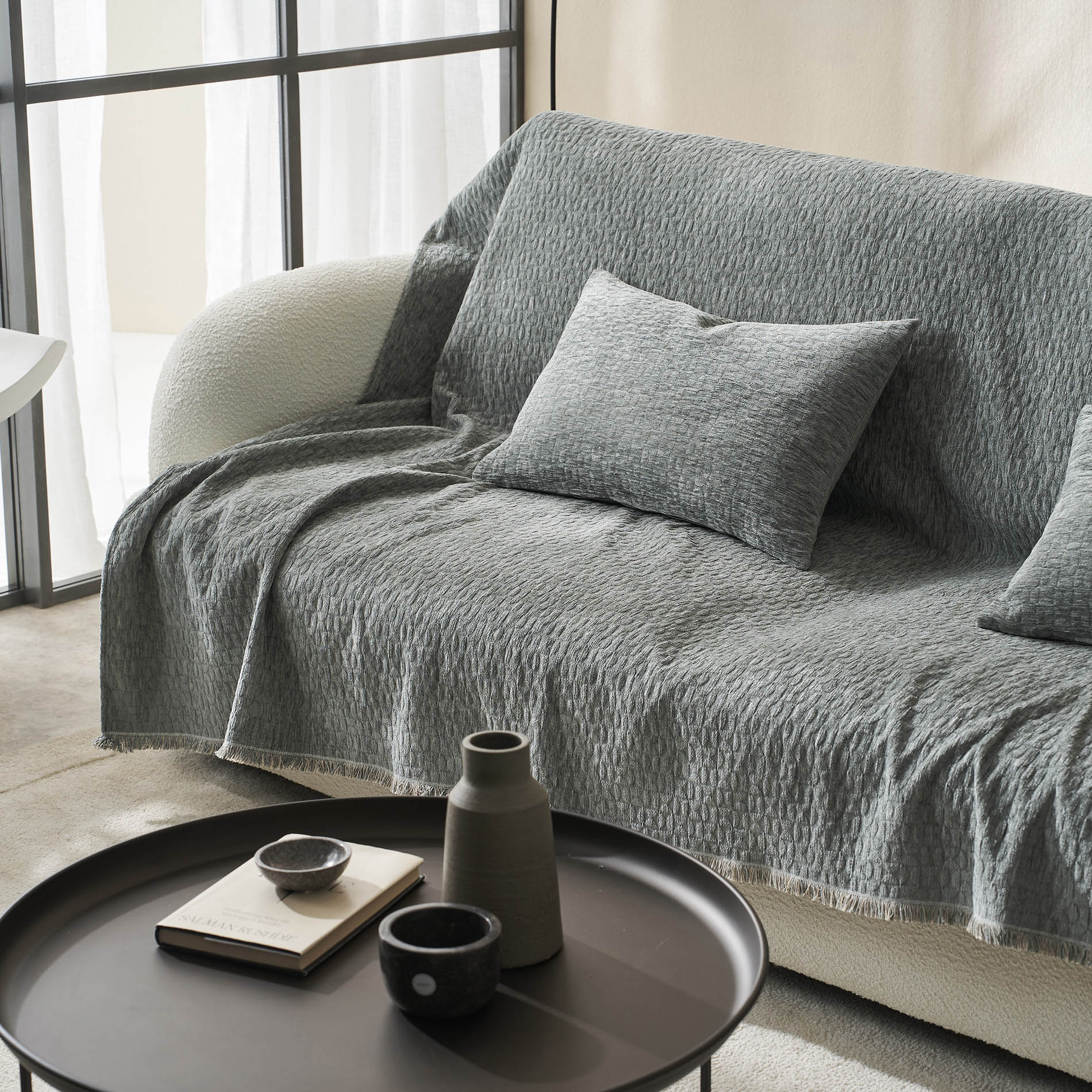 Ριχτάρι Τριθέσιου 180x300cm GOFIS HOME Ondine Weed Grey 184/07
