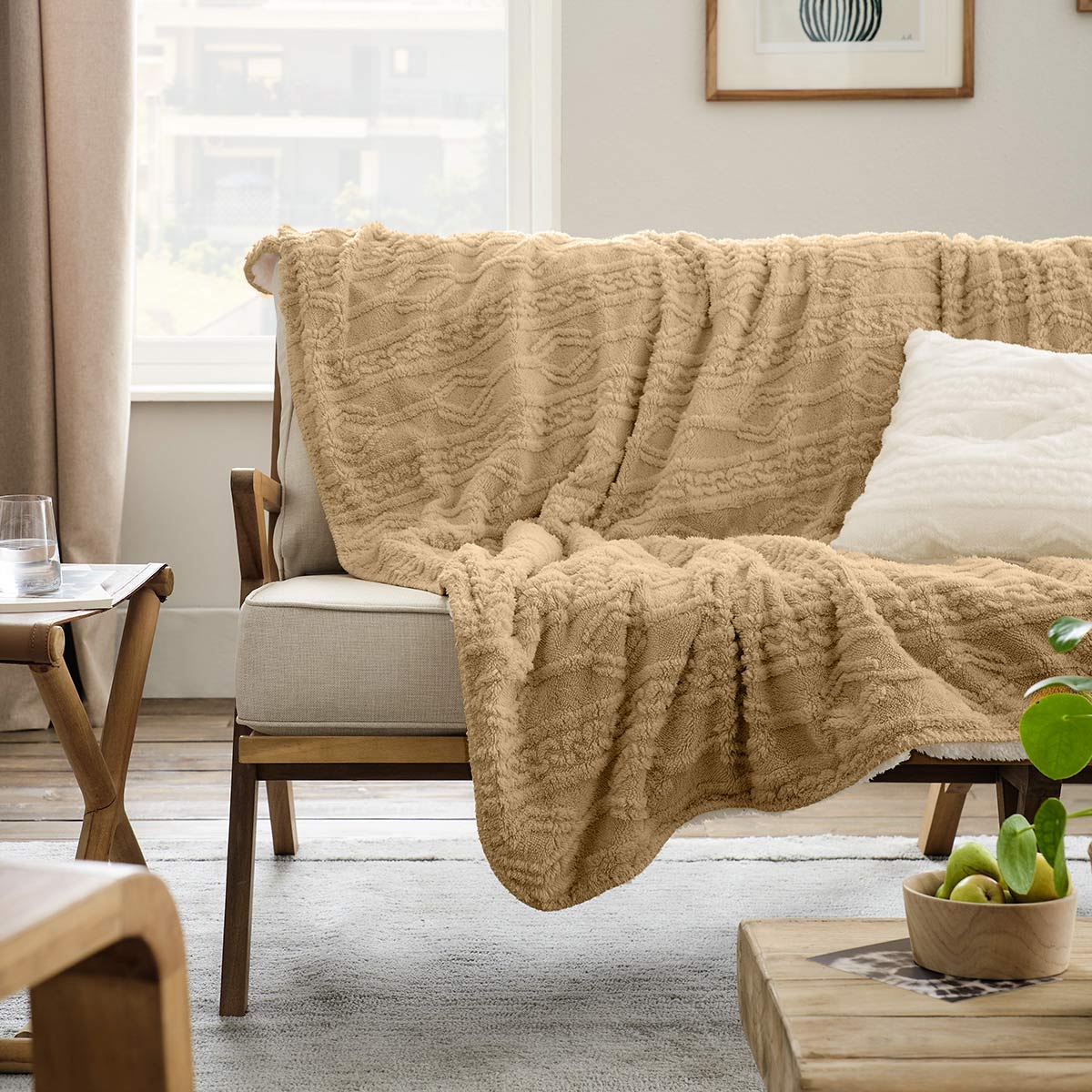 Κουβερτάκι καναπέ 135x175cm GOFIS HOME Nellie Craft Beige 725/04
