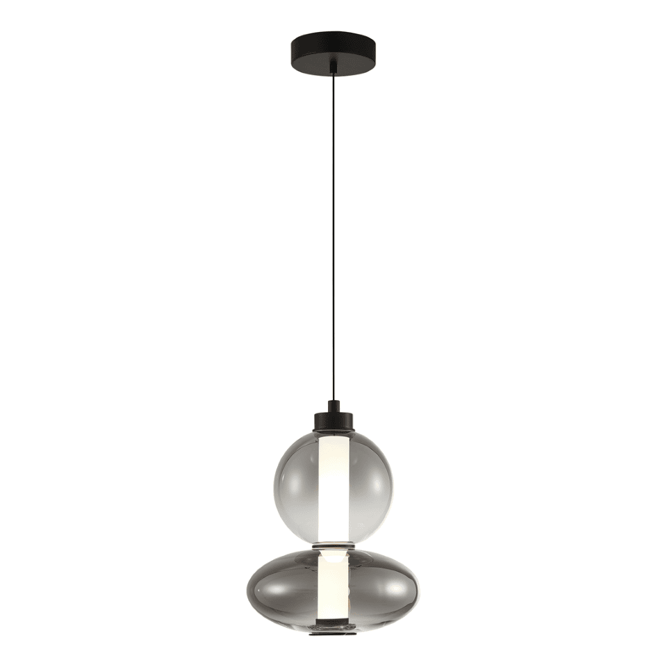 Milagro - LED Γυάλινο Κρεμαστό Φωτιστικό Daphne Υ43cm 12W Μαύρο Με Φυμέ Γυαλί