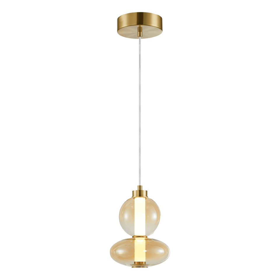 Milagro - LED Γυάλινο Κρεμαστό Φωτιστικό Daphne Υ43cm 12W Χρυσό Mε Μελί Γυαλί