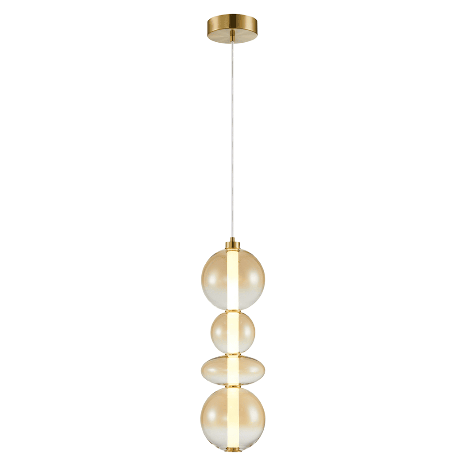 Milagro - LED Γυάλινο Κρεμαστό Φωτιστικό Daphne Υ75cm 36W Χρυσό Με Μελί Γυαλί