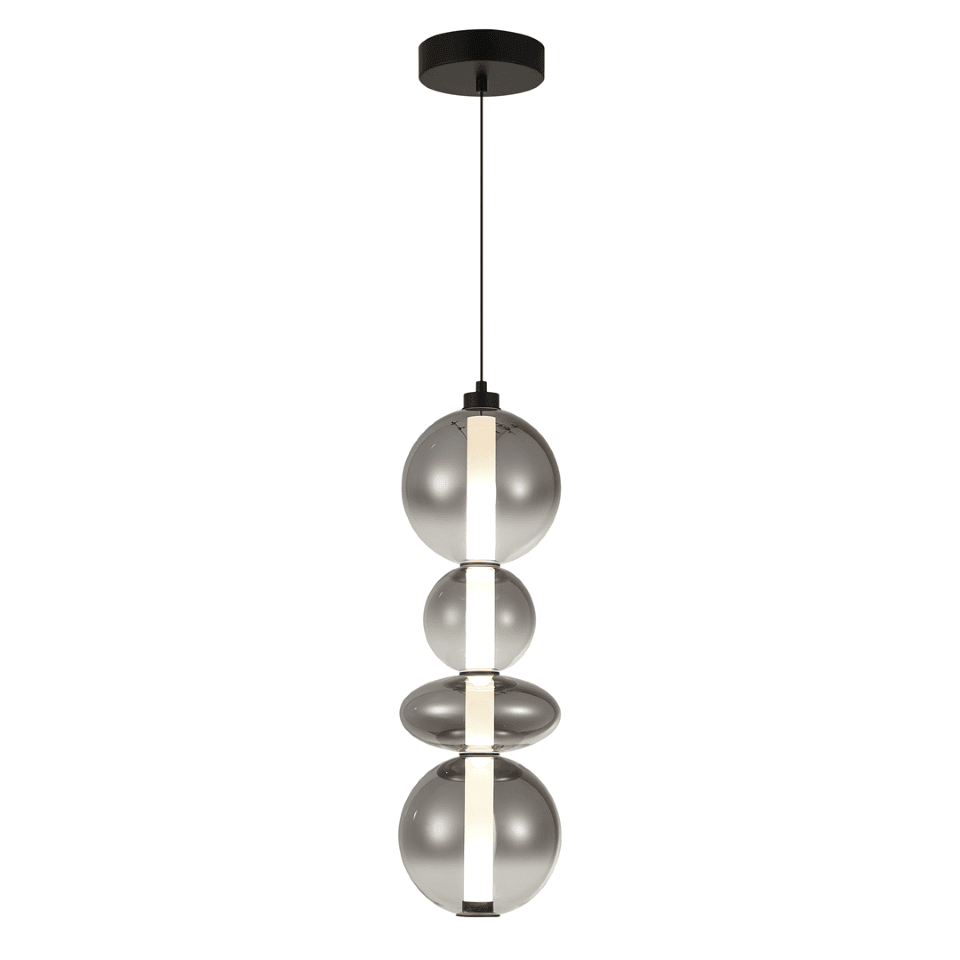 Milagro - LED Γυάλινο Κρεμαστό Φωτιστικό Daphne Υ75cm 36W Μαύρο Με Φυμέ Γυαλί