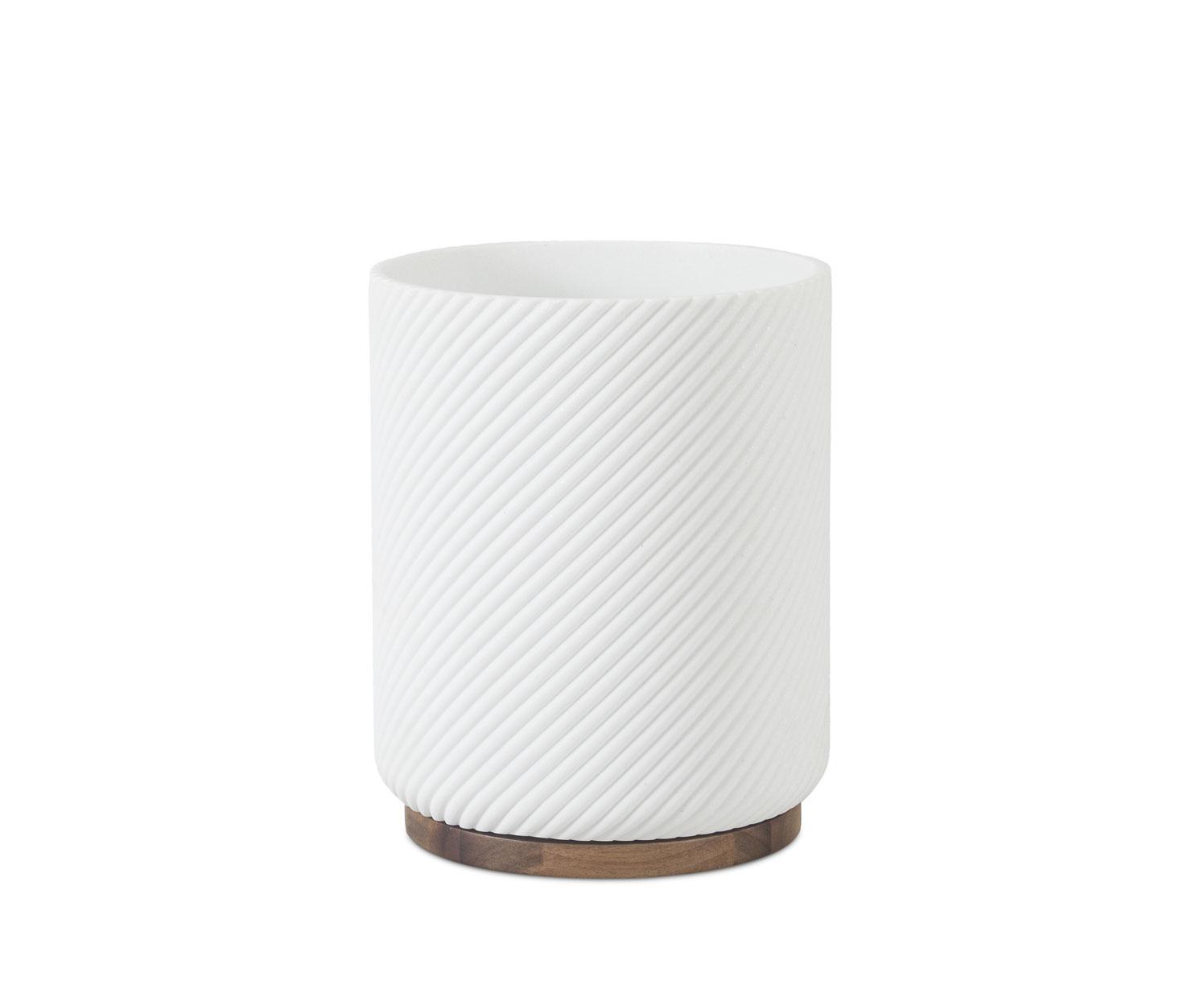 Andrea House - Κάδος Μπάνιου Polyresin Stripes Acacia Wood