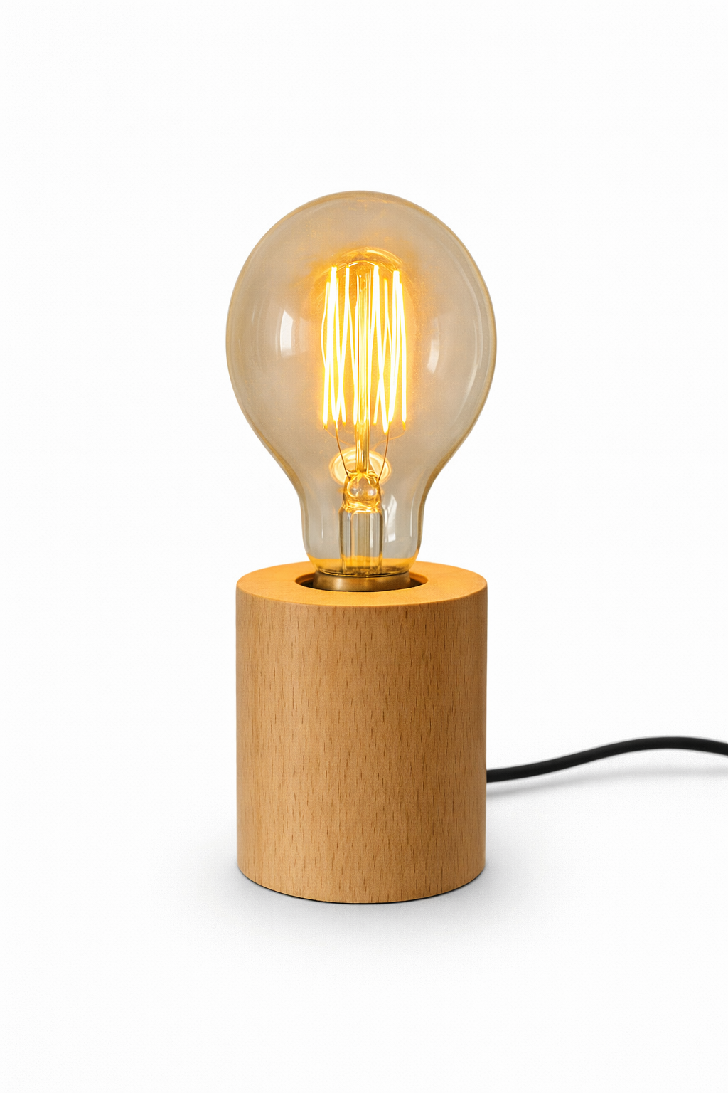 Light Me Up - Κυλινδρική Ξύλινη Βάση Επιτραπέζιο Φωτιστικό