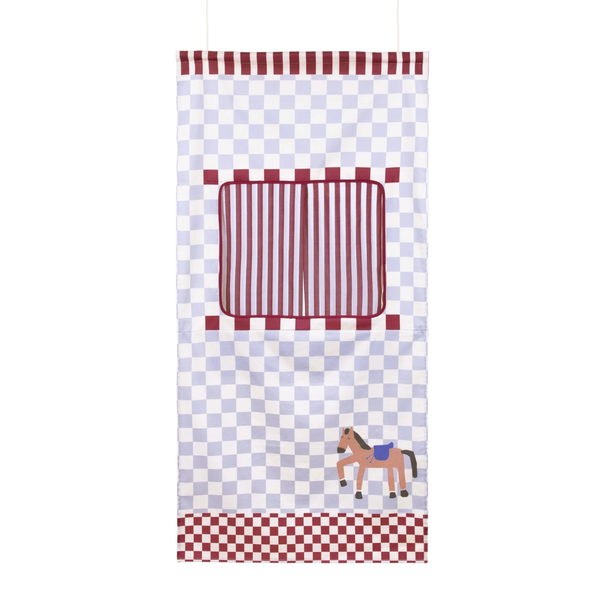 Nobodinoz - Vibes Υφασμάτινο Κρεμαστό Κουκλοθέατρο Blue Checks Horse