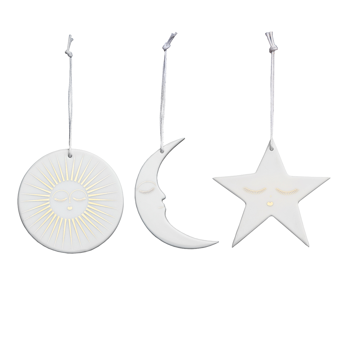 Trevoly - Σετ 3 Πορσελάνινα Στολίδια Sun Moon Star