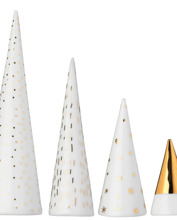 Raeder - Σετ 4 Πορσελάνινα Δεντράκια "Winter Forest" Gold Small