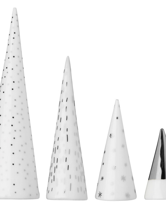 Raeder - Σετ 4 Πορσελάνινα Δεντράκια Winter Forest Silver Small